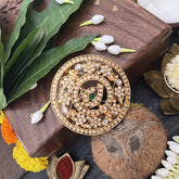 Vriksham Bridal White Round Peacock Design 1 Gram Gold Jad Billai-G20330